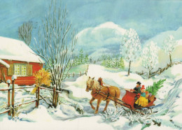 PAPÁ NOEL Feliz Año Navidad Vintage Tarjeta Postal CPSM #PBL564.ES - Santa Claus