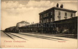 T2 1906 Érsekújvár, Nové Zámky; Pályaudvar, Vasútállomás, Gőzmozdony. Conlegner J. és Fia Kiadása / Railway Station, Loc - Unclassified