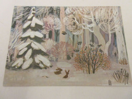 CP CARTE POSTALE TABLEAU POLOGNE VOEUX Maria MACKIEWICZ FEERIE HIVERNALE - Pittura & Quadri