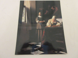 CP CARTE POSTALE TABLEAU Johannes VERMEER FEMME ECRIVANT UNE LETTRE Et SERVANTE - Malerei & Gemälde