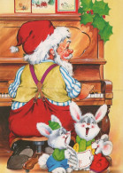 SANTA CLAUS ANIMALS CHRISTMAS Holidays Vintage Postcard CPSM #PAK774.GB - Kerstman