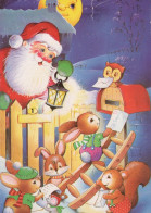 SANTA CLAUS ANIMALS CHRISTMAS Holidays Vintage Postcard CPSM #PAK511.GB - Santa Claus