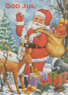 SANTA CLAUS ANIMALS CHRISTMAS Holidays Vintage Postcard CPSM #PAK576.GB - Santa Claus