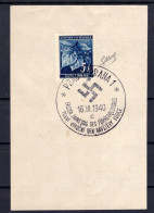 1940 16 MAR 5H  CON OTTIMA CENTRATURA  FRANCOBOLLO DI BOEMIA E MORAVIA APPLICATO SU FOGLIETTO CON BELL'ANNULLO PRAHA 1 - Storia Postale