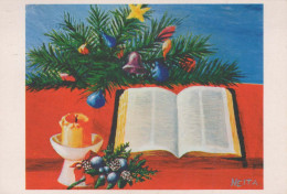 Buon Anno Natale CANDELA Vintage Cartolina CPSM #PAT080.IT - Nouvel An