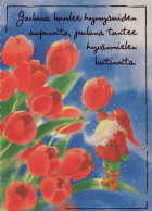 BABBO NATALE FLOWERS Natale Vintage Cartolina CPSM #PAK581.IT - Santa Claus