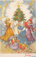 ANGELO Buon Anno Natale Vintage Cartolina CPSMPF #PAG824.IT - Angeles