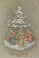 ANGELO Buon Anno Natale Vintage Cartolina CPSM #PAG887.IT - Anges