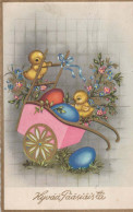 EASTER CHICKEN EGG Vintage Postcard CPA #PKE115.GB - Ostern