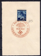 1940 20 APR 5H  CON OTTIMA CENTRATURA  FRANCOBOLLO DI BOEMIA E MORAVIA APPLICATO SU FOGLIETTO CON BELL'ANNULLO BRNO 1  F - Brieven En Documenten