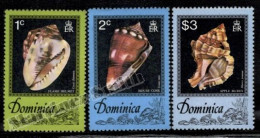 Dominica 1976 Yvert 511, Sea Fauna, Shells - Short Set With 3 Dollar Value - MNH - Dominique (1978-...)