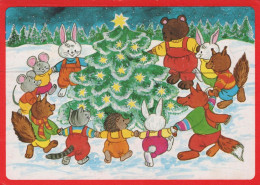 Happy New Year Christmas BEAR Animals Vintage Postcard CPSM #PBS286.GB - Nouvel An