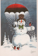 Happy New Year Christmas SNOWMAN Vintage Postcard CPSM #PBM539.GB - Nouvel An