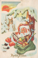 BABBO NATALE Buon Anno Natale Vintage Cartolina CPSMPF #PKG350.IT - Santa Claus