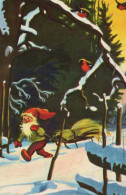 Buon Anno Natale GNOME Vintage Cartolina CPSMPF #PKD300.IT - Anno Nuovo