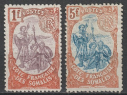 SOMALIS - 1902 - YVERT N° 50+52 (*) SANS GOMME - COTE = 77 EUR. - Neufs