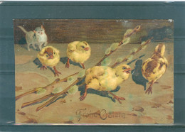 2 Cartes -relief - Gaufrée - Embossed - Prage - 1 En BE - 1 Tâchée - Ostern