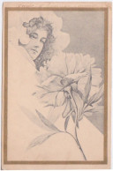 CPA ILLUSTREE  - ART NOUVEAU  - FEMME  AVEC UN FLEUR   - 1900-1902 - 1900-1949