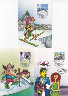 Zum. 828-830 / Mi. 1474-1476 Comics Maximumkarten Serie Mit Passendem ET-Ortsstempel - Cartoline Maximum
