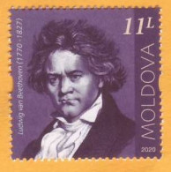 2020  Moldova Moldavie  250 Ludwig Van Beethoven Music, Violin, Piano, Symphony Germany Austria 1v Mint - Musique