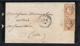 GC 1051 De Clermont De L'Oise Sur Paire YV 28A , Cote 60 Euros + Indice - 1849-1876: Période Classique