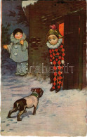 T2/T3 1926 Children Art Postcard With Dog And Clown (EK) - Unclassified