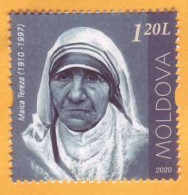 2020  Moldova Moldavie 110 Mother Teresa - Catholic Nun Nobel Prize Kosovo India Religion 1v Mint - Moeder Teresa