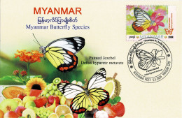 MYANMAR 2024 PAINTED JEZEBEL BUTTERFLY MAXIMUM CARD ONLY 100 ISSUED - Schmetterlinge