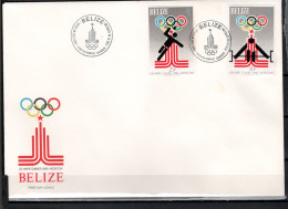 Belize 1979 Olympic Games Moscow 2 Stamps Imperf. On FDC - Zomer 1980: Moskou
