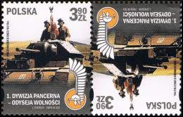 Poland 2024 Fi 5351 Mi 5581 Tête-bêche 1 1st Polish Armoured Division - Odyssey Of Liberty - Unused Stamps