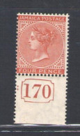 1883-97 JAMAICA - Stanley Gibbons N. 22 - 4d. Red Orange MH* Numero Di Tavola - Other & Unclassified