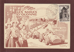 921 De 1952 - Carte 1er Jour Les SABLES D' OLONNE 85 - GRAND PRIX AUTOMOBILE DE FRANCE Le 13-07-1952 - 2 Scannes - Automobile