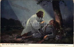 T2/T3 1915 Kro Sie W Opieke Odda Panu Swemu / WWI Austro-Hungarian K.u.K. Military Art Postcard, Soldier With Jesus S: A - Unclassified