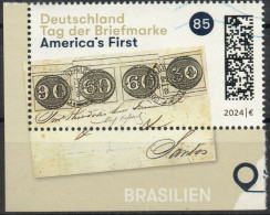 Deutschland 2024. Tag Der Briefmarke, America's First, Marke Aus Block, Mi 3822 Gestempelt - Usati