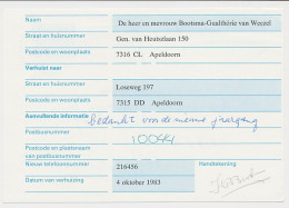 Verhuiskaart G. 47 Particulier Bedrukt Arnhem 1983 - Ganzsachen