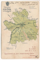 T2/T3 1900 Győr Vármegye Térképe. Kiadja Károlyi Gy. / Map Of Győr County (kis Szakadások / Small Tears) - Ohne Zuordnung