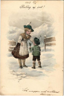 T2/T3 1912 Boldog Újévet / New Year Greeting Art Postcard. Mary Mill 1270. (fl) - Unclassified