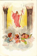 T2/T3 1939 Kegyelemteljes Húsvéti ünnepeket Kíván / Easter Greeting Art Postcard With Jesus S: K. Sávely D. (kis Szakadá - Sin Clasificación