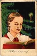 T3 1952 Kellemes Karácsonyt! Magyar úttörő Propaganda. Művészeti Alkotások / Christmas Greeting Card, Hungarian Pioneer  - Sin Clasificación