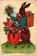 T3 1942 Kellemes Húsvéti ünnepeket / Easter Greeting Art Postcard With Rabbit And Eggs (fa) - Zonder Classificatie