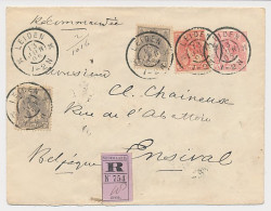 Envelop G. 8 C / Bijfrankering Aangetekend Leiden- Belgie 1905 - Interi Postali