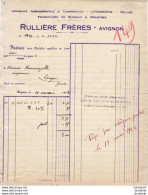 RULLIÈRE FRÈRES...AVIGNON .... FACTURE DE 1922 .... IMPRIMERIE ADMINISTRATIVE - Druck & Papierwaren