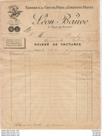 FABRIQUE DE COUVRE PIEDS LÉON BAUVE Rue Du Sentier à PARIS       ...   FACTURE DE 1907 - Textile & Vestimentaire