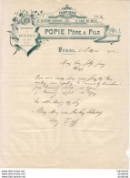 POPIE & FILS...FUMEL..FACTURE DE 1912.....ENTREPOT DE BIÈRES.. FABRIQUE DE BOISSONS GAZEUSES - Petits Métiers