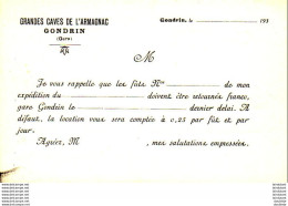 D32  GONDRIN  Carte Publicitaire Vers 1930   ..... ( Ref H566 ) - Autres & Non Classés