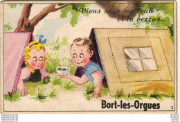 D19  BORT LES ORGUES  Viens Sous Ma Tente  ....................  Carte à Système Sans Le Dépliant De Petites Photos - Andere & Zonder Classificatie