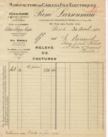 MANUFACTURE DE CABLES ELECTRIQUES RENE LARSONNEAU RUE DES CLOYS PARIS 18 ème     .......... FACTURE DE 1922 - Electricidad & Gas