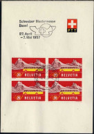 SUISSE - BALE / 1957 FEUILLET OFFICIEL AVEC OBLITERATION TEMPORAIRE - Brieven En Documenten