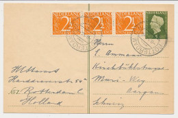 Briefkaart G. 291 A / Bijfrankering Rotterdam - Zwitserland 1948 - Postwaardestukken