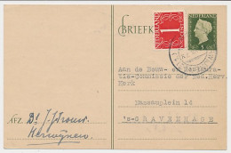 Briefkaart G. 291 A / Bijfrankering Herwijnen - Den Haag 1949 - Postwaardestukken